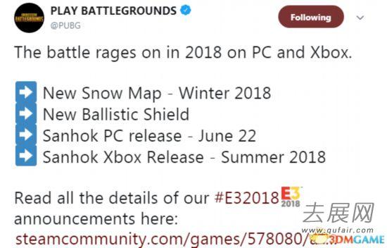 E3 2018:“吃雞”游戲最新地圖即將上線!