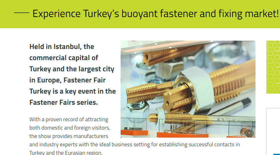 土耳其伊斯坦布尔紧固件展览会FASTENER FAIR TURKEY