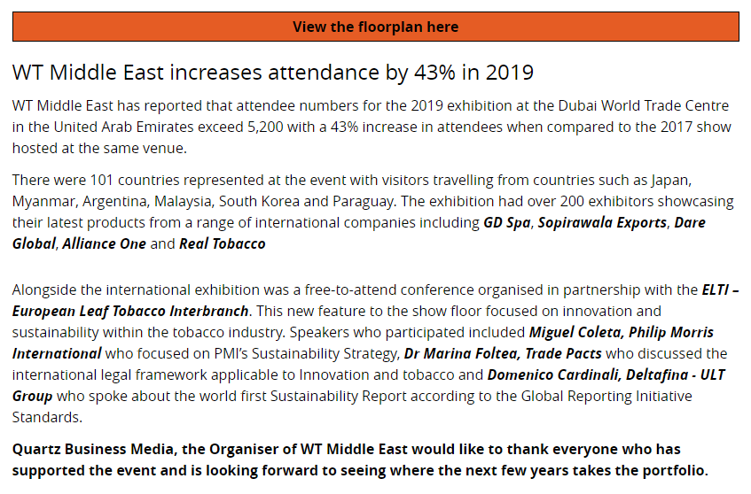 阿联酋迪拜烟草展览会 WT Middle East