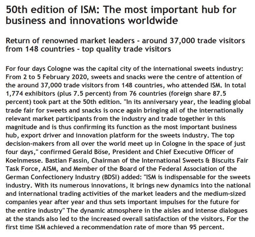 德国科隆糖果类食品展览会 ISM