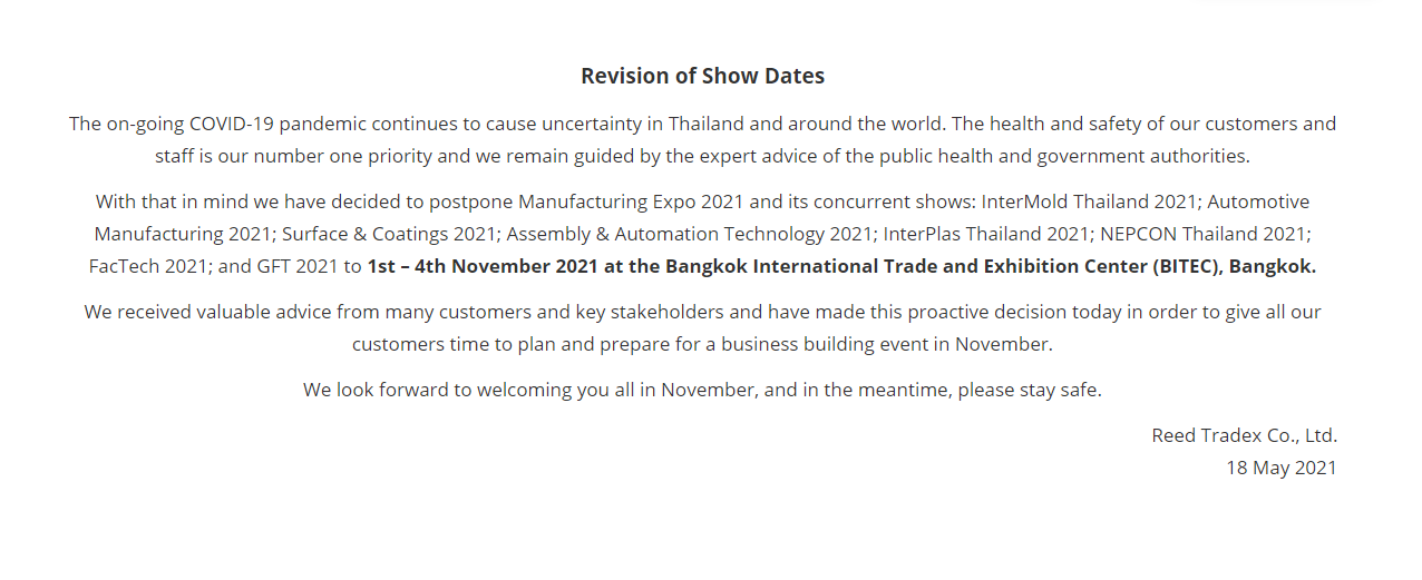 泰国曼谷汽配及后市场展览会 Automotive Manufacturing